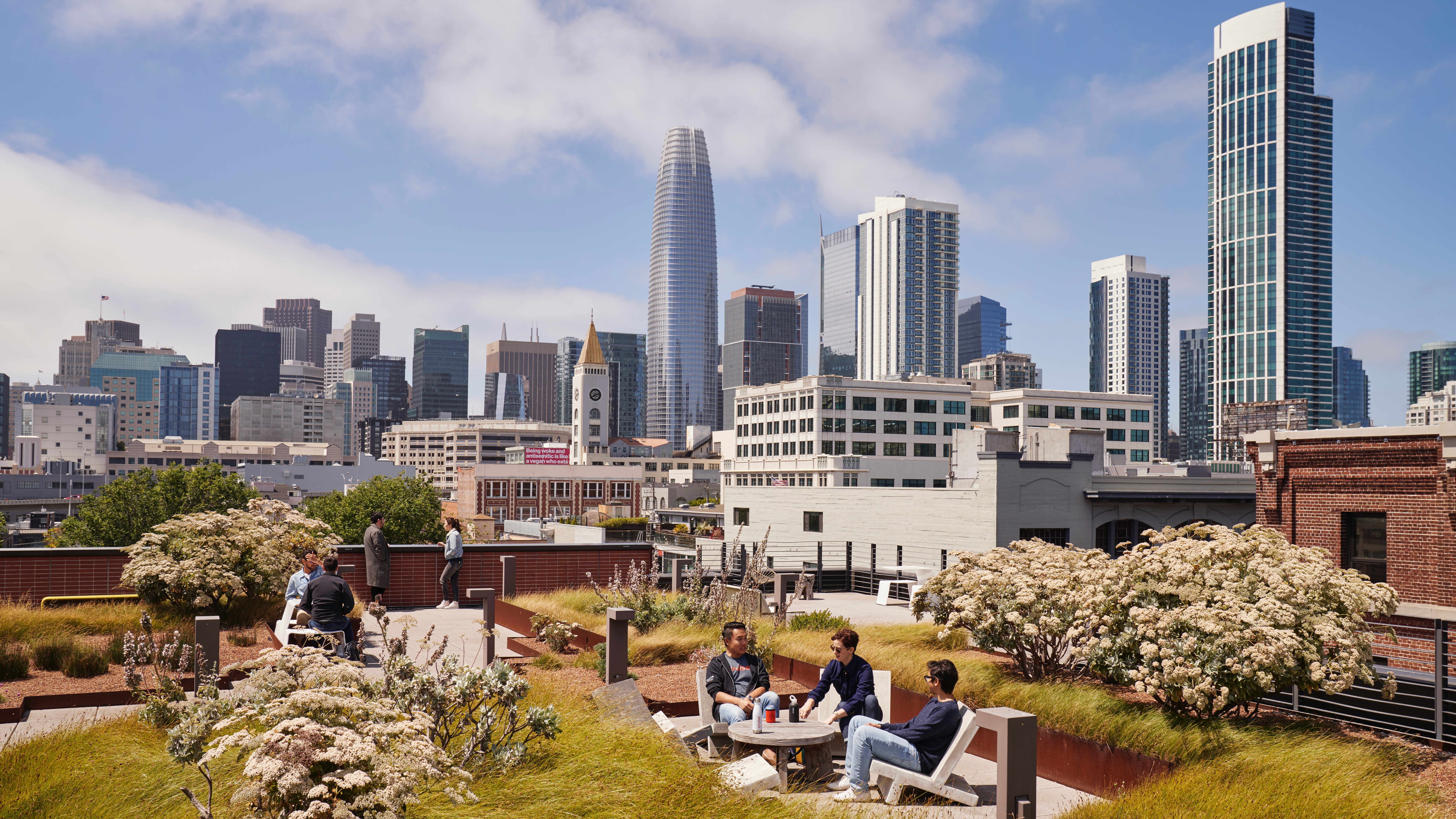 Employees enjoy the rooftop terrace at Cruise's HQ in San Francisco.