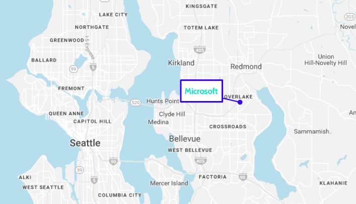 microsoft headquarters map seattle redmond