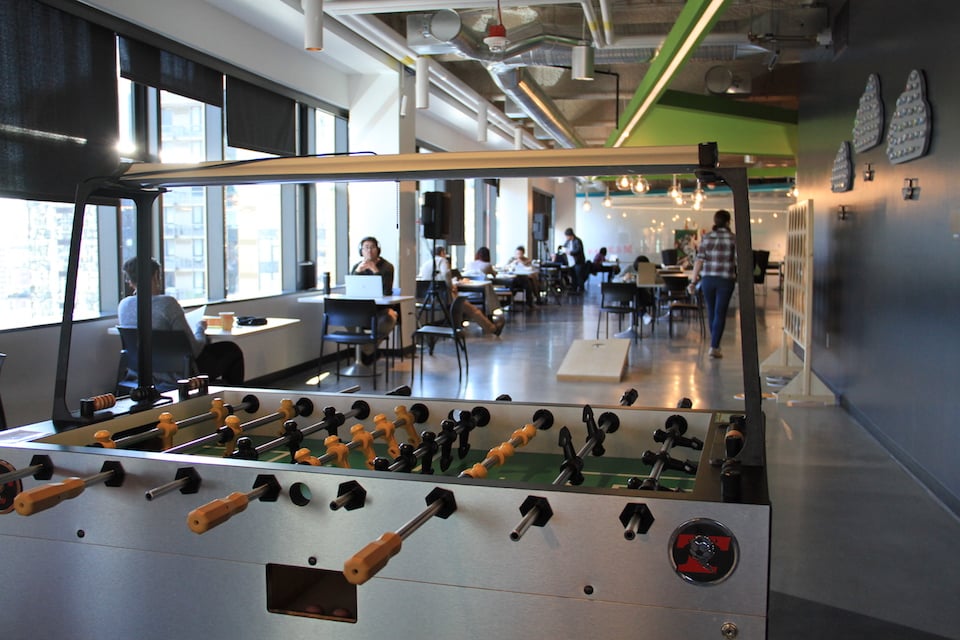 amazon common room in day one building foosball table