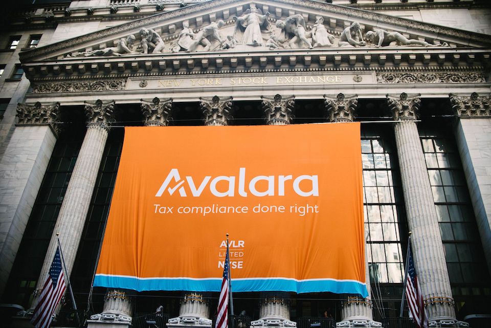 avalara ipo new york stock exchange banner