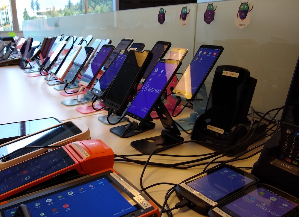 Table with several Android devices