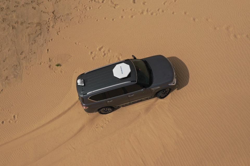 Kymeta terminal on car roof