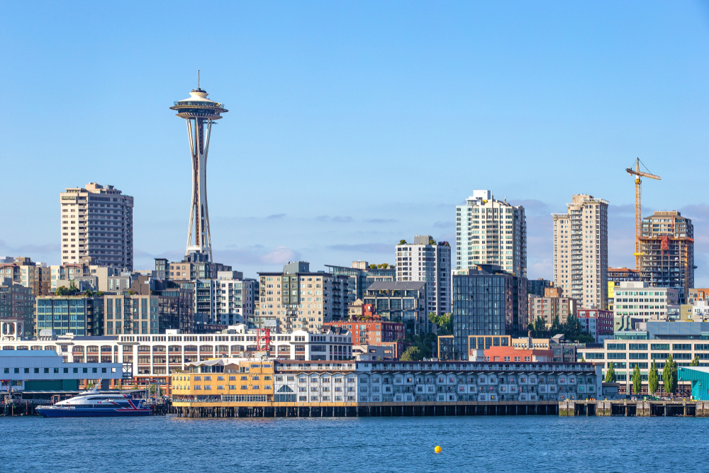 The Seattle skyline from Bainbridge island ferry.