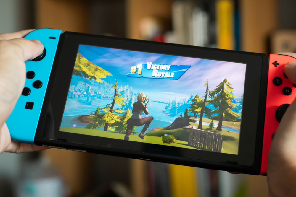 Video game Fortnite on a Nintendo Switch