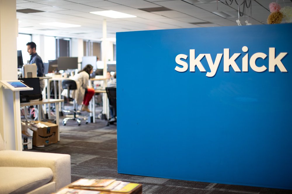 SkyKick office with logo