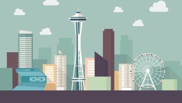 Illustrated image of Seattle skyline