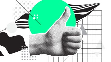 Hand giving the thumbs up in front of a green circle.