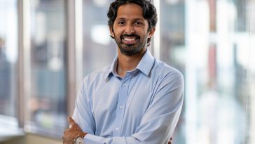 Center’s CEO and co-founder Naveen Singh poses for a photo in an office