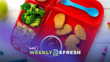 A tray of plant-based nuggets and sides.