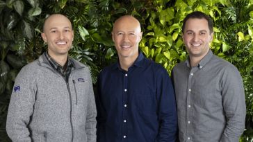 Lyft co-founder and CEO Logan Green (left) is pictured with incoming Lyft CEO David Risher (center) and Lyft co-founder and President John Zimmer (right). | Photo: Lyft