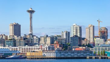 The Seattle skyline from Bainbridge island ferry.