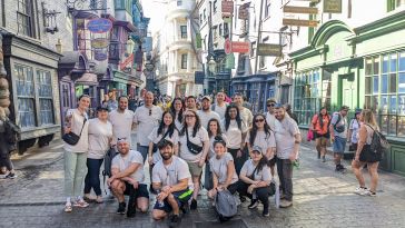 Group photo of vcita team members at Universal Studios outing.