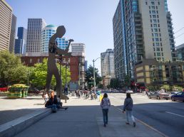 Industrial style art in downtown Seattle.